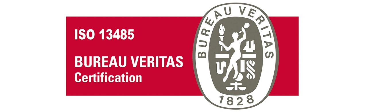 Image de fond du logo de la certifications ISO 13485 par Bureau Veritas
